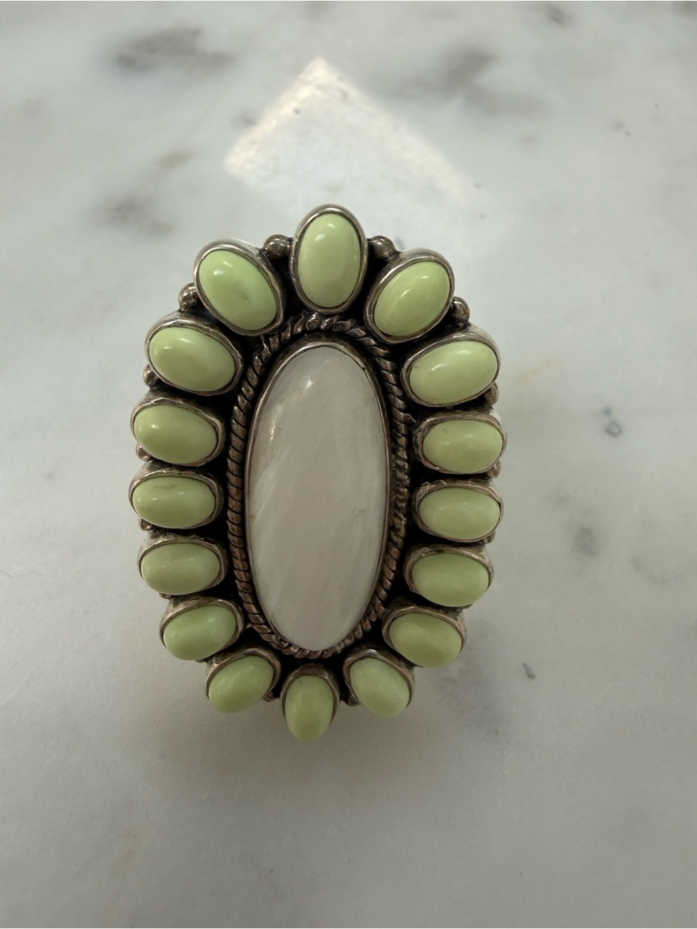 SIZE 7 RING | SCOLECITE + LEMON CHRYSOPRASE Goldie Lew